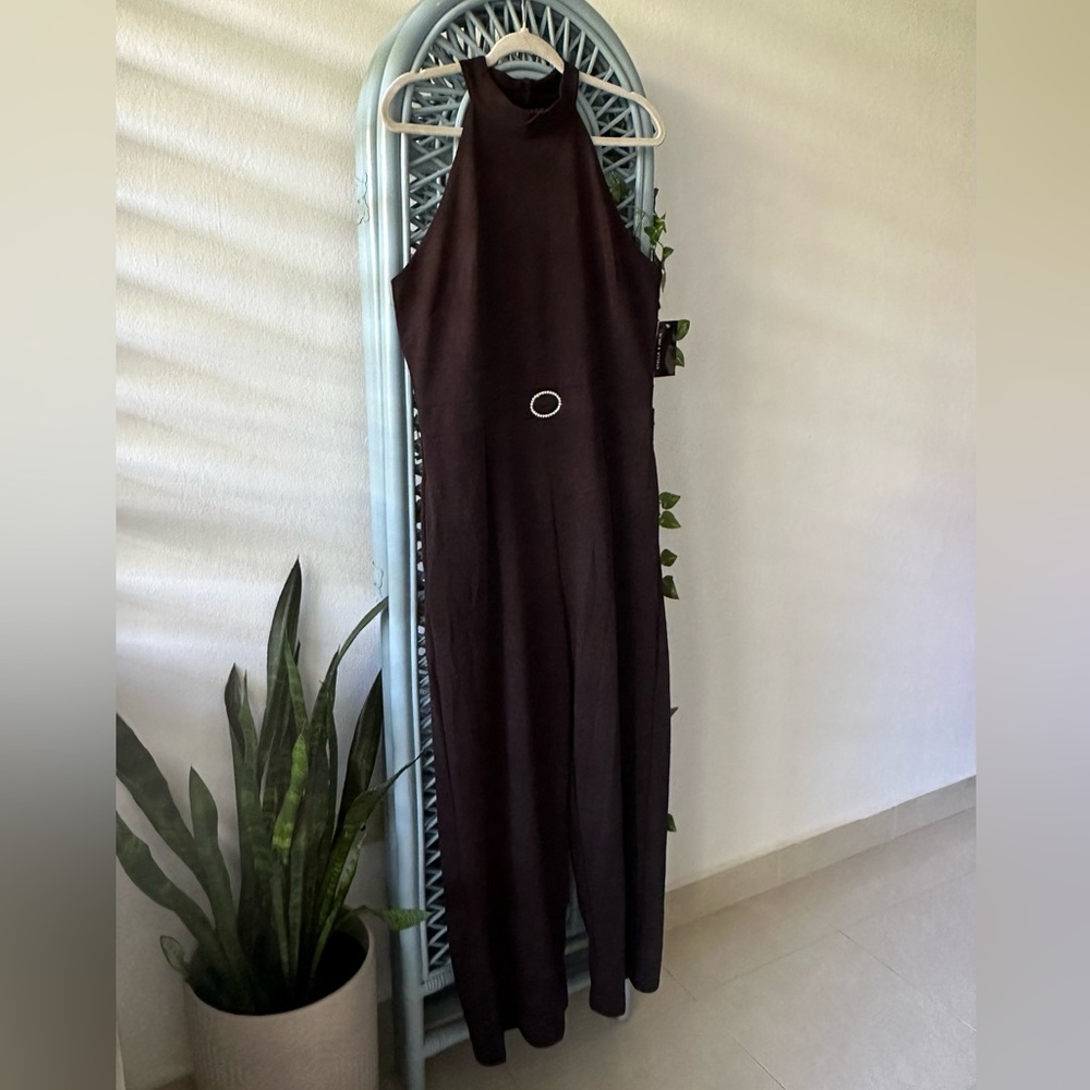 Elegant Black Jumpsuit, Halter, Sz 14